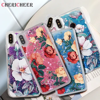 

Glitter Liquid Case For iPhone 6S 6 7 8 Plus 5 5S SE 5SE Rose Flower Case For iPhone XS Max X iPhone XR Case iPhone 7 Case Cover