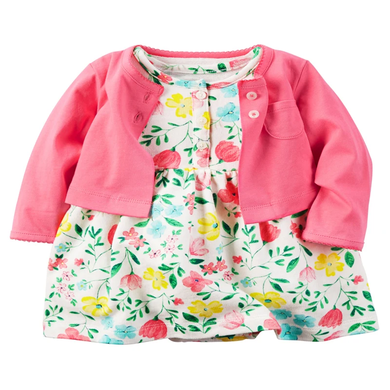 free ship New  baby girls clothing kids 2pc/set 100% cotton Jumpsuit + dress + shorts dress newborn toddler girl clothing