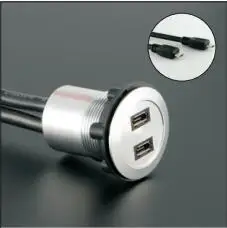 22 мм 2 слоя MICRO USB панель монтажная розетка с кабелем 60 см(2* micro USB2.0 Женский изменить на мужской с кабелем 2*60 см