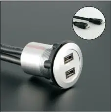 

22mm 2 layer MICRO USB Panel mount socket with 60cm cable (2* micro USB2.0 Female change to Male with 2* 60cm cable)