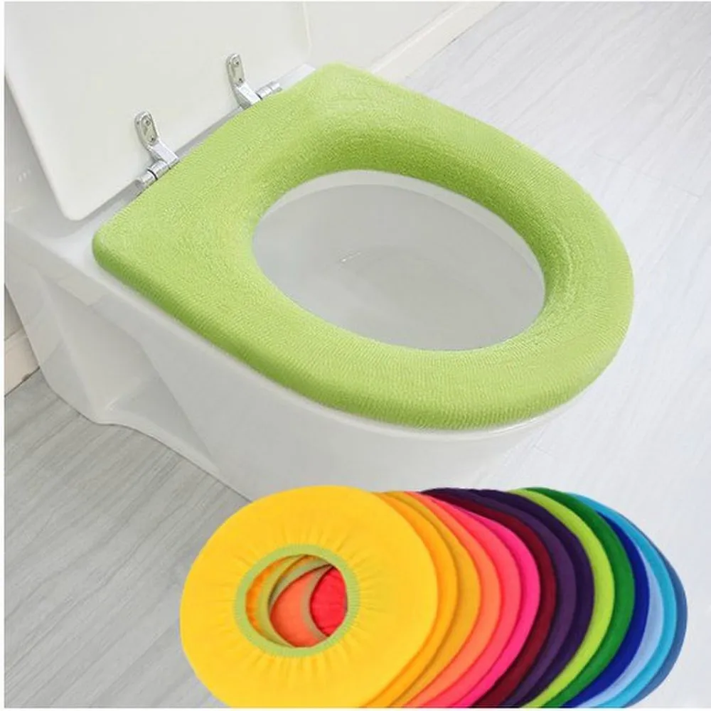 

Warmer Toilet Seat Cover for Bathroom Products Pedestal Pan Cushion Pads Lycra Use In O-shaped Flush Comfortable Toilet Random