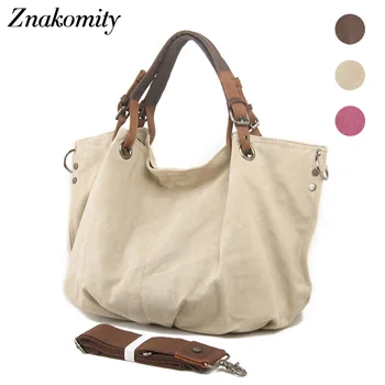

Znakomity Large shoulder bag canvas handbag women 2018 New style retro canvas bag women's Fashion hobo tote canvas bag purse
