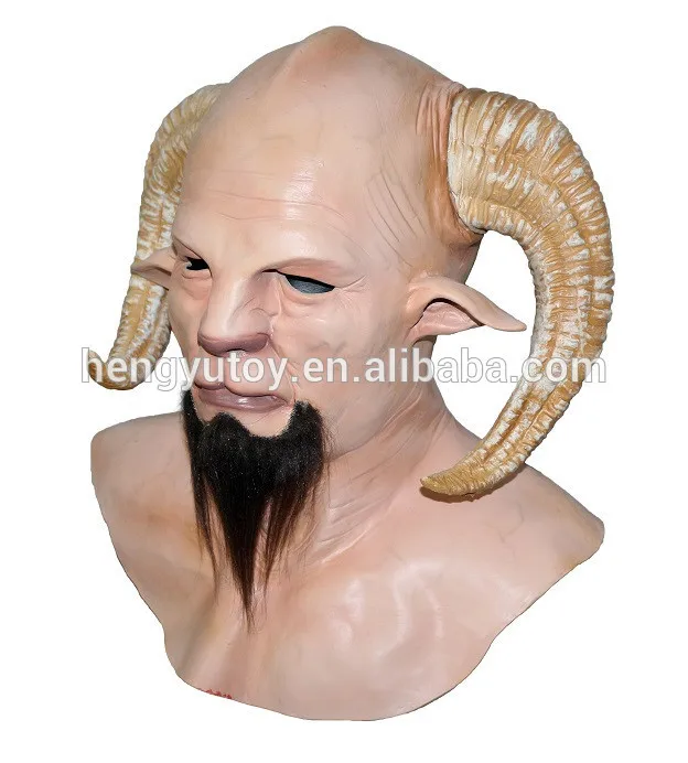 Реалистичная латексная маска крампуса для взрослых с изображением козла дьявола демона рогатого зверя