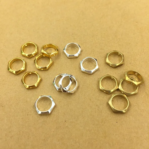 

50pcs/lot Hole 6mm Copper Hexagonal Rubber Spacer Bead for DIY Charm Bracelets Jewelry Making Components Supplies Wholesale