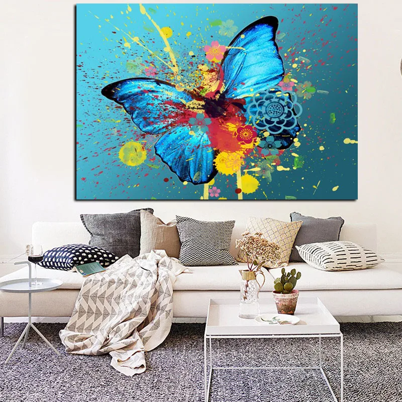 Abstract Butterflies Graffiti Painting Printed on Canvas