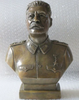 

12"Western Art Bronze Copper sculpture Joseph Stalin Bust statue