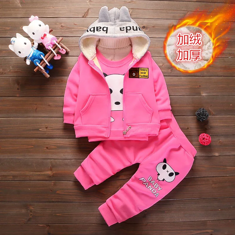 

New Autumn Boys Girls Clothing Set Winter Cartoon 3 Piece Sets Childre Cartoon Hooded Zipper Sport Coat Kids Clothes Outfits 1-3