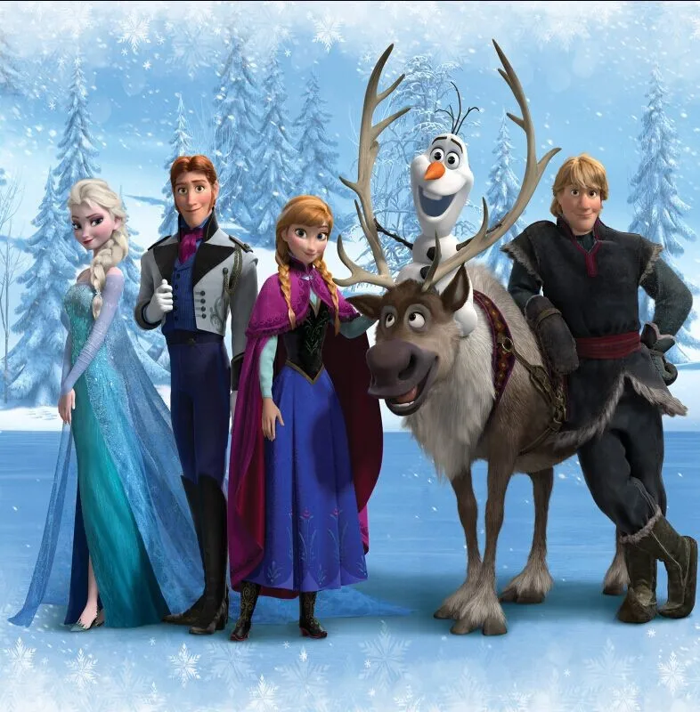 

10x10FT Hans Kristoff Sven Olaf Queen Elsa Anna Princess Snow Flakes Iced Forest Photo Background Studio Backdrop Vinyl 3x3m