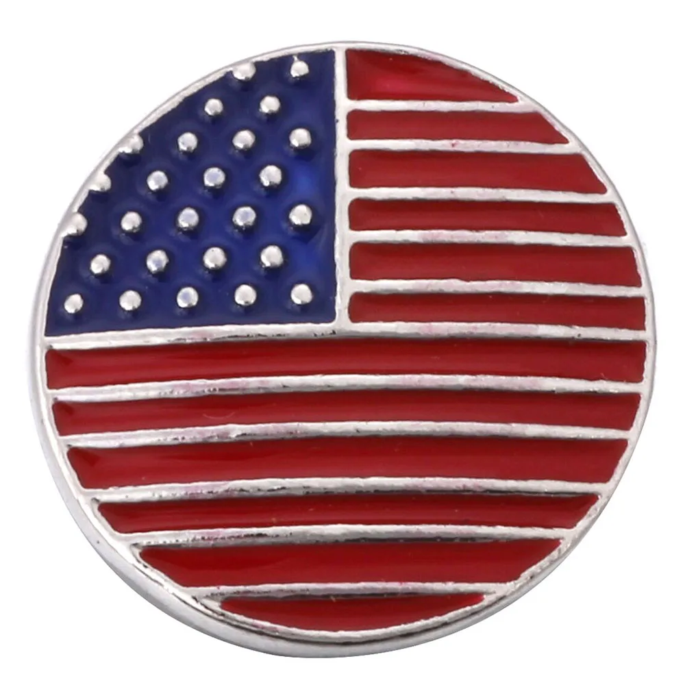 10pcs/lot New Snap Jewelry United States American Flag Metal Snap