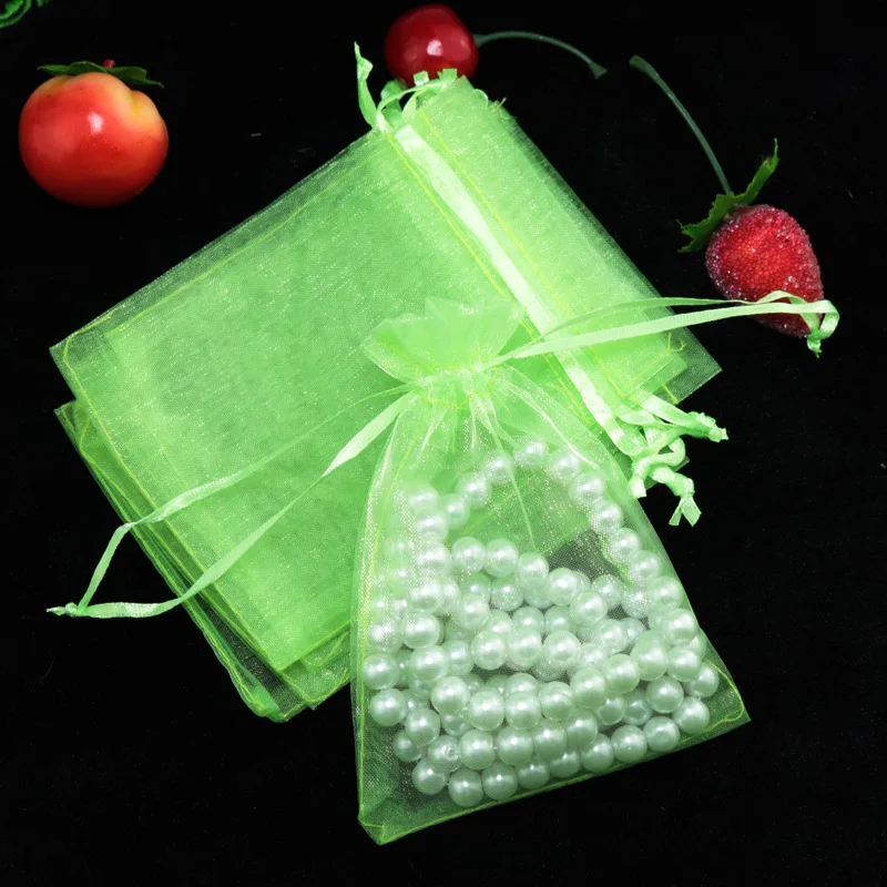 50 шт., 9x12 см, сумки из органзы, праздничные и вечерние, товары для свадьбы, дня рождения, подарочные коробки, сумки для шоколада, конфет, косметички, сумки для хранения - Цвет: Светло-зеленый