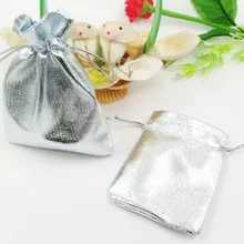 9*12 см 100 шт ручной работы серебряные сумки на шнурке для свадьбы/вечерние/подарок/браслеты/ожерелье мешки стенд для ювелирных украшений сумки