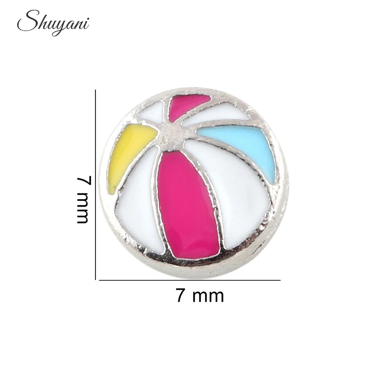 

20pcs/lot New Arrival Zinc Alloy Enamel Beach Ball Floating Locket Charms fit Living Glass Locket DIY Accessories