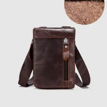 CARANFIER Сумки на пояс из натуральной воловьей кожи маленькие сумки через плечо высокого качества Деловые винтажные сумки на талию для сотового телефона