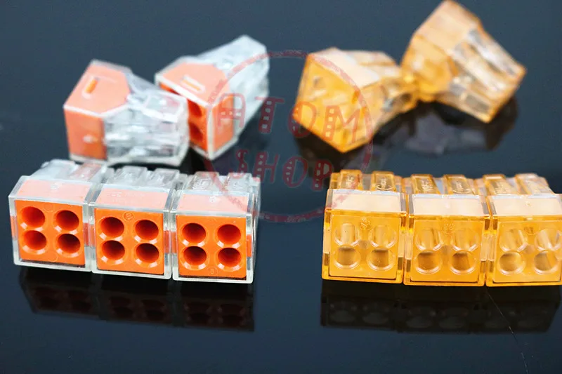 

1pcs 773-104 Push Wire Wiring Connector For Junction Box 4 Pin Conductor Terminal Block AWG 18-14