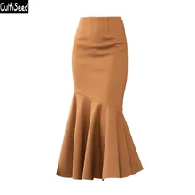 Cultiseed, Женская юбка,, Женская шерстяная юбка с оборками, одежда, модная, элегантная, для офиса, для работы, тонкая, вечерние, юбка