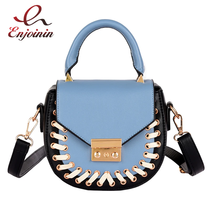 

Personalized fashion stitching color ladies saddle bag casual totes handbag shoulder bag crossbody messenger bag purse flap
