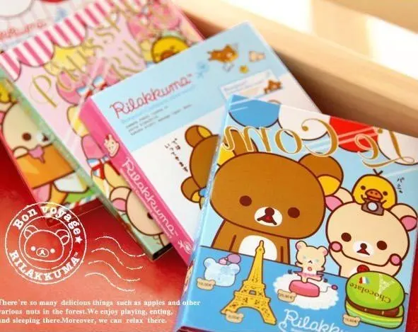 

1pack/lot Cute rilakkuma on travel Notepad Memo 4 fold sticky note pad notebook