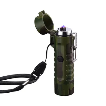 

Usb Led Flashlight plasma Cigarette lighter Camouflage Lighters Waterproof torch Lamp double arc lighter For man Camping Smoking