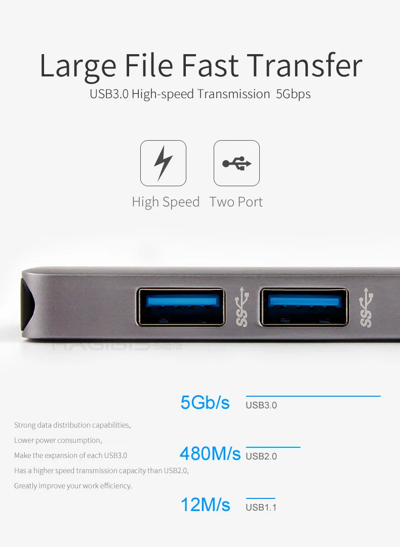 Hagibis Тип type-C USB 3,1 мульти Порты и разъёмы адаптер USB-C к HDMI 4K HD USB 3,0 концентратор 2-Порты и разъёмы SD Card Reader конвертер кабель для Macbook