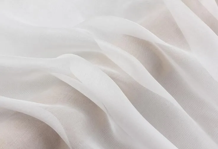 Howmay 100% hedvábná textilie šifon 5,5 m / m 55 "140 cm přírodní bílý průhledný tylek kutilství nebo šátek 50yard velkoobchod