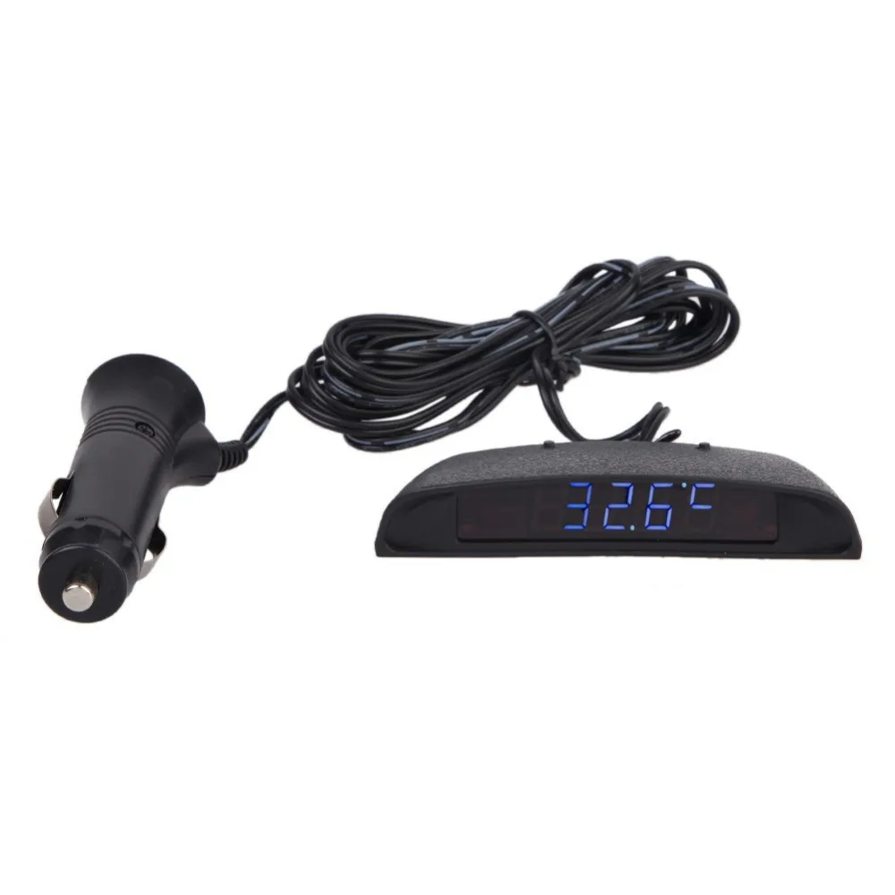 12V Car Interior LCD Digital Clock Auto Thermometer Thermograph Tempurature Voltage Meter Gauge Tester Monitor Voiture Accessory