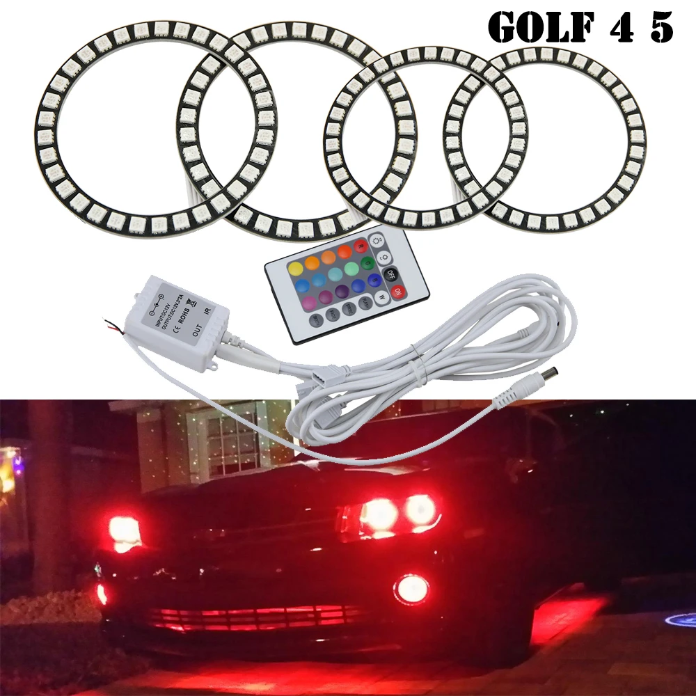 IR remote control RGB Multi color Car Angel eyes LED Kits For VW GOLF4