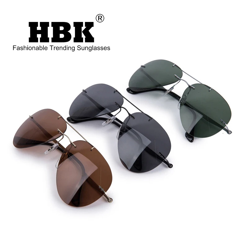HBK 2019 Rimless Pilot Polarized Men Ultralight Sunglasses-7