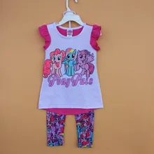 Original Brand New Hot Girls Toddler Little Pony Top Shirt+Printed Legging Sets 2pcs Outfits Fashion Clothing Age2-7T, 6sets/lo