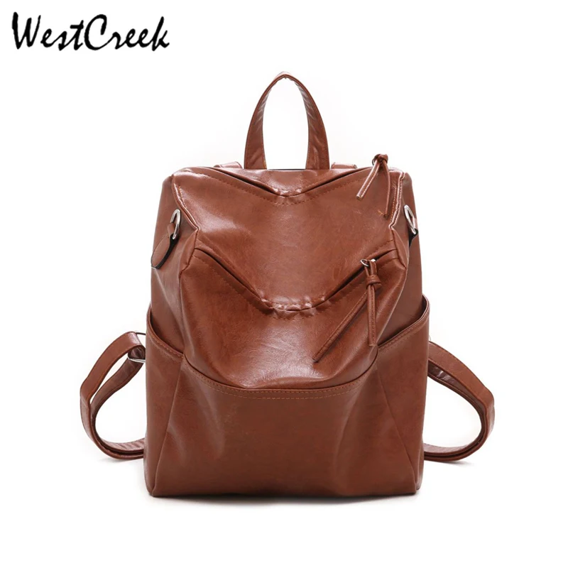 

WESTCREEK Brand Women Soft PU Leather Backpack Femme Fashion Rucksacks for Girl Large Capacity Bagpack Casual Travel Backpacks