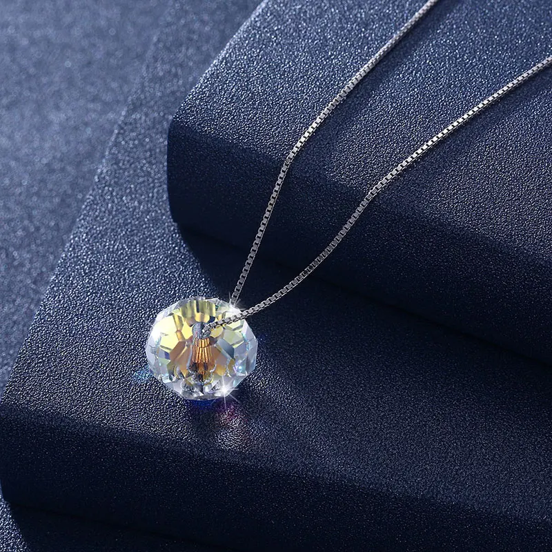 BAFFIN кристаллы от SWAROVSKI слегка овальные Бусы Ожерелья Подвески 925 пробы Серебряная цепочка шарообразные ожерелья для женщин