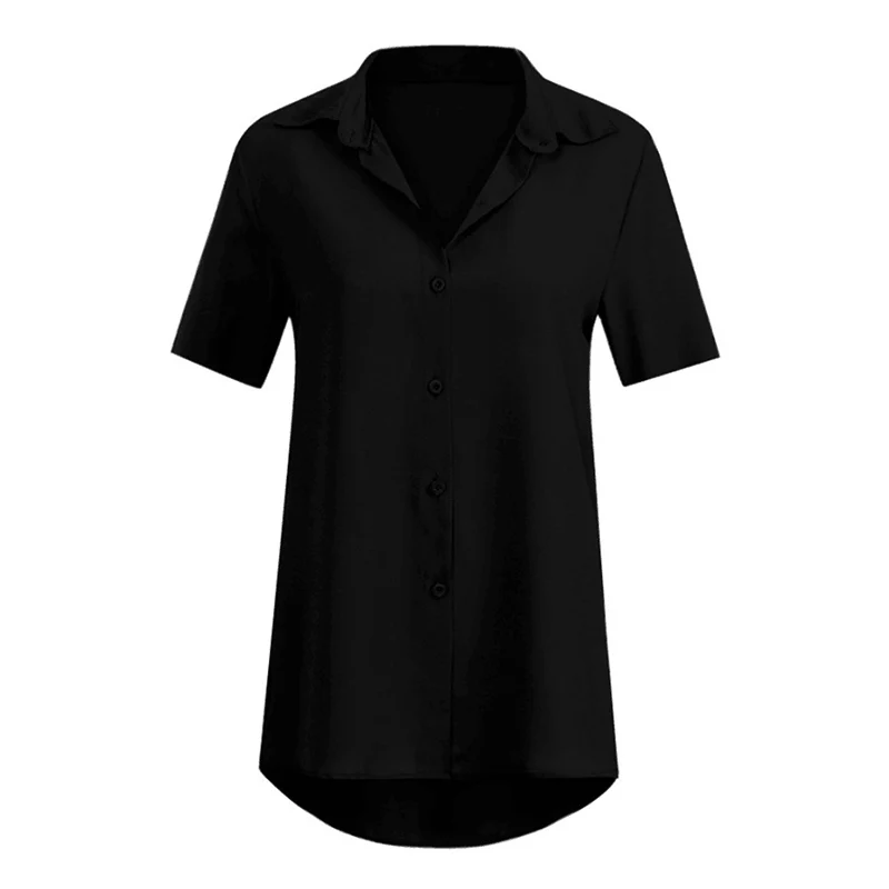 

Women shirt Loose Cardigan shirt Polyester summer 2019 camiseta mujer Solid color Turn-down Collar shirt New arrive fashion