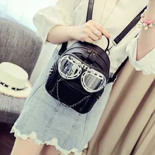 2016 Bonito Mini mochila Moda Mujer Ojos Decoración de Hombro de La Muchacha Ocasional Pequeño Bolso Del Remache Mochila