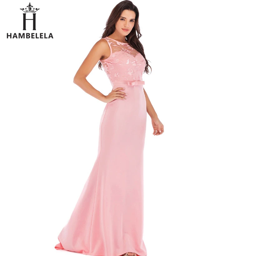 HAMBELELA длинное платье макси с открытой спиной женское платье летнее вечернее платье сексуальное элегантное кружевное платье с круглым вырезом и цветочным рисунком Vestidos Longo