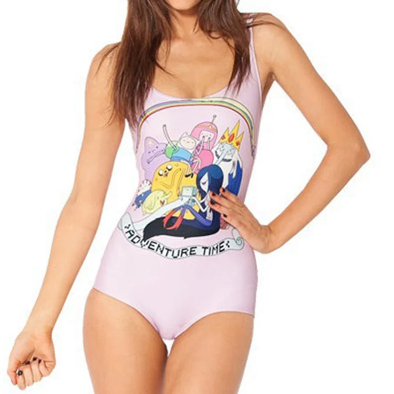 

2017 Sexy Printed Adventure Time One Piece Swimsuit Swimwear Women Monokini Swimming Swim wear bathing suit trajes de bano YY85