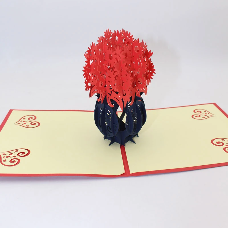  3D Handmade Gorgeous Flower Vases Paper Invitation Greeting Cards Business PostCard Mother's Day Te - 32914212830