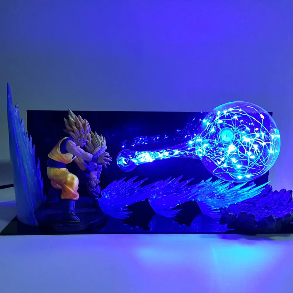 Светодиодный ночник Сон Гоку отец сын супер фигурка аниме Gohan Goku Kamehameha настольная