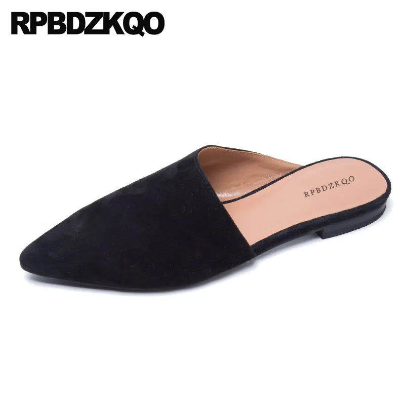 

Flats Designer Shoes Women Luxury 2018 Black Size 9 Green Sandals Slip On China Pointed Toe Italian Mules Ladies Slippers Suede
