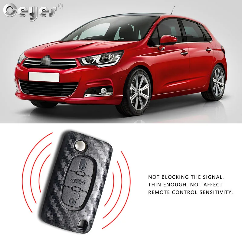 Carbon fiber key cover for CITROEN (4)