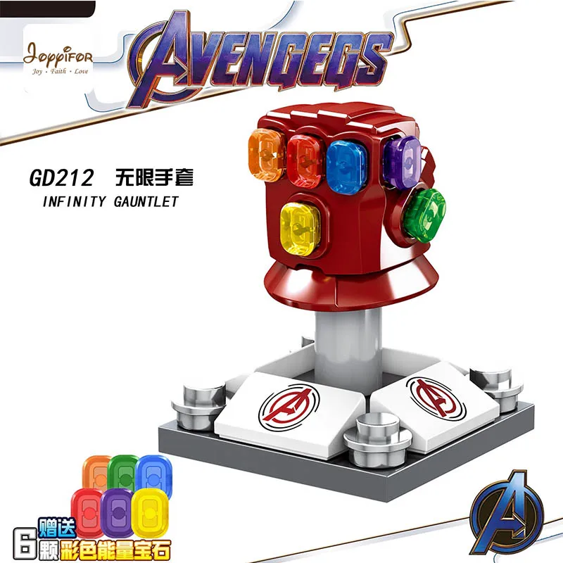 

JOY Single Super Heroes Gold Infinite Gloves Colored Thanos Energy Gemstone Figures LegoINGlys Building Blocks for Kids Toy