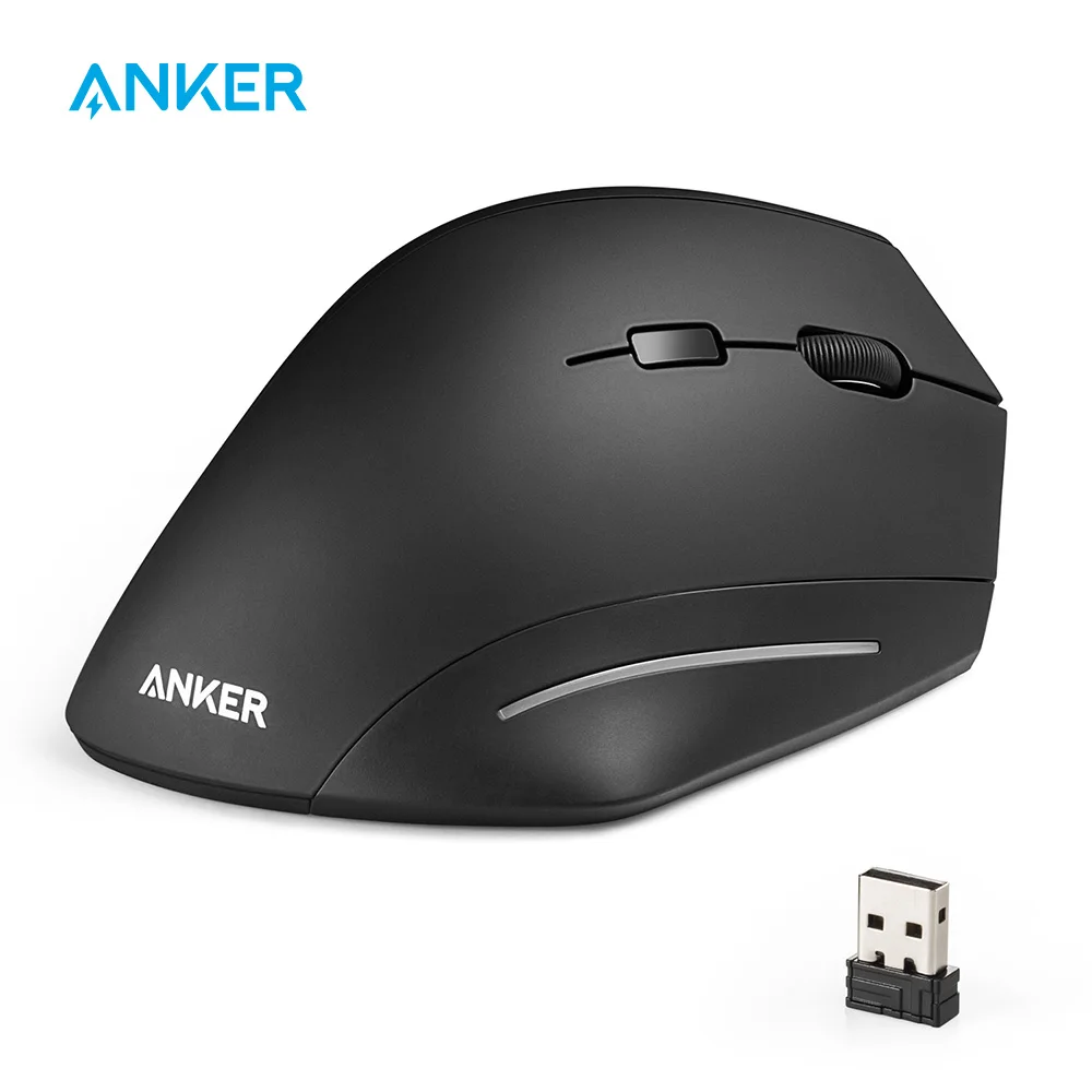 

Anker Wireless Mouse, Ergonomic USB 2.4G Wireless Vertical Mouse with 3 Adjustable DPI Levels 800/1200 / 1600 and Side Controls