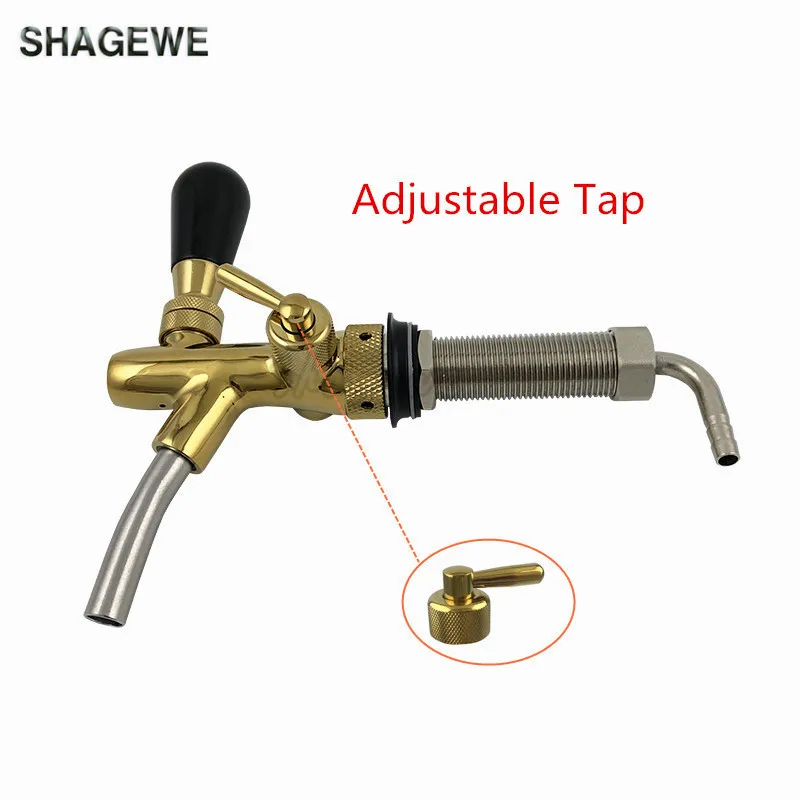 

Adjustable Beer Tap Faucet Flow Control with 4inch Long Shank Tap Kit Chrome Plating Homebrew Kegerator Draft Beer Dispenser