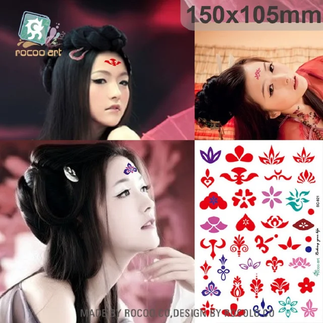 1 PCS Waterproof Tattoo Stickers Decals Printed The Forehead Fan Bingbing Wu Mei Niang Bindi Pattern SC2921 1 PCS Waterproof Tattoo Stickers Decals Printed The Forehead Fan Bingbing Wu Mei Niang Bindi Pattern SC2921