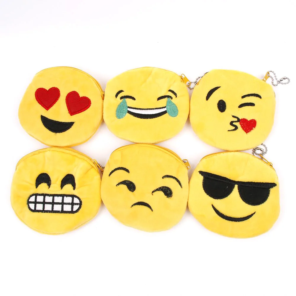 

1pc Cartoon Emoji Smile Coin Bag Small Wallet Women Soft Plush Purse Bag Handbag Coin Purses