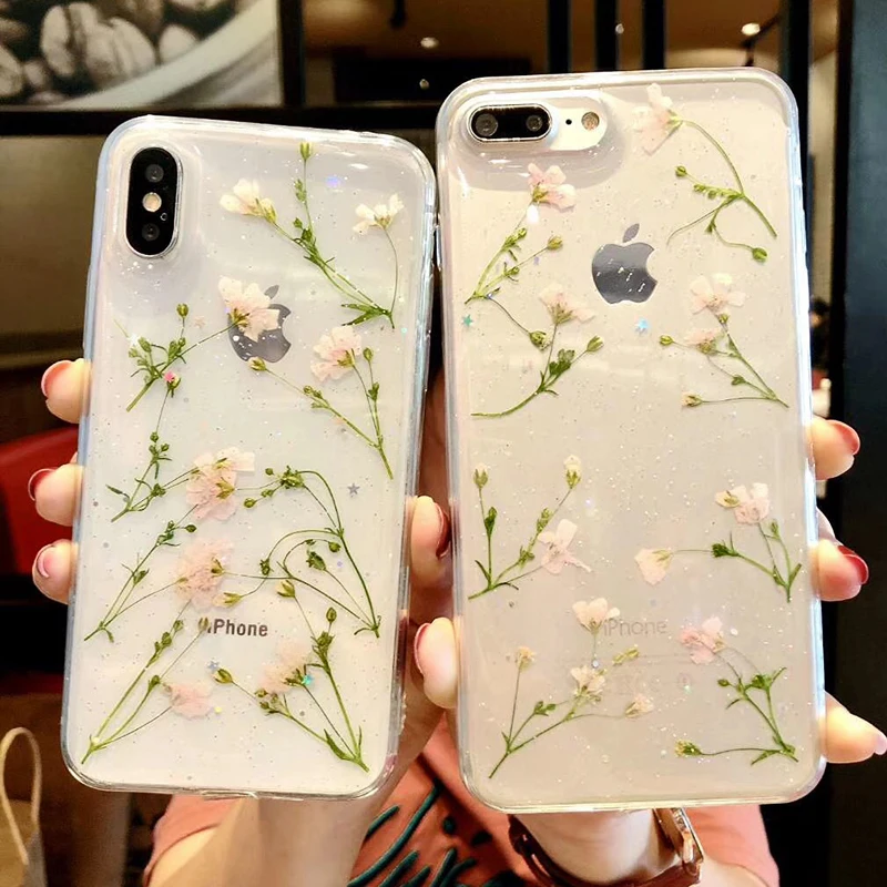 Clear Phone Cases For iPhone X Fashion Real Dried Flower Cases For iphone 6 6S 7 Plus Floral Back Cover For iPhone 8 Plus Fundas (4)