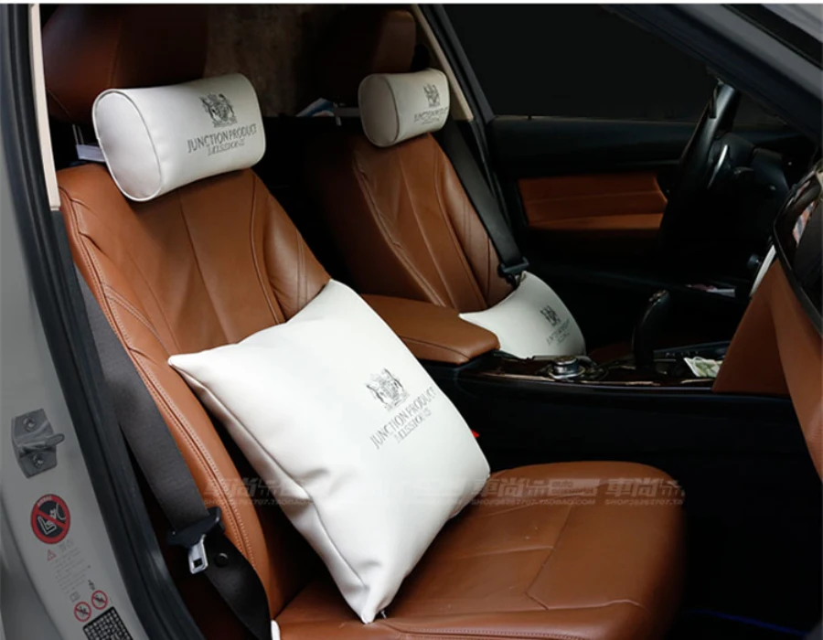 Белая кожа JP соединительная планка Производство Vip автомобильные подушки спинка заднего сиденья подголовник подушка для шеи Подушка на плечо для авто интерьера