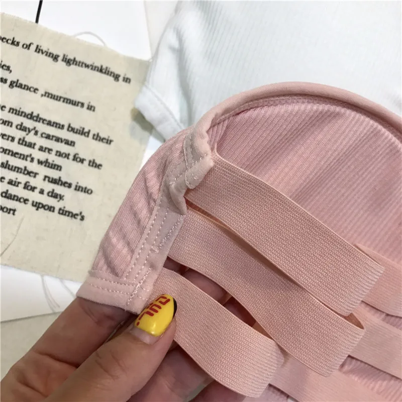 Girls Strapless Bra Women's Stretchy Padded Solid Wrap Tube Top Bandeau Short Tanks Tops With Pads For Female