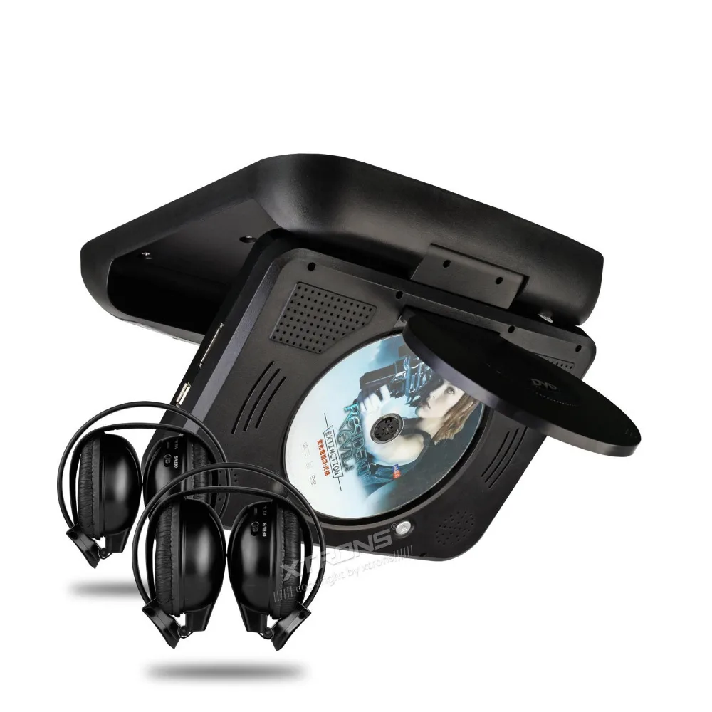 Sale 9 Inch Black Color (Grey & Beige Optional) Flip Down Car DVD Car Roof Monitor Roof Mounted Car DVD with 2 IR Headphones 1