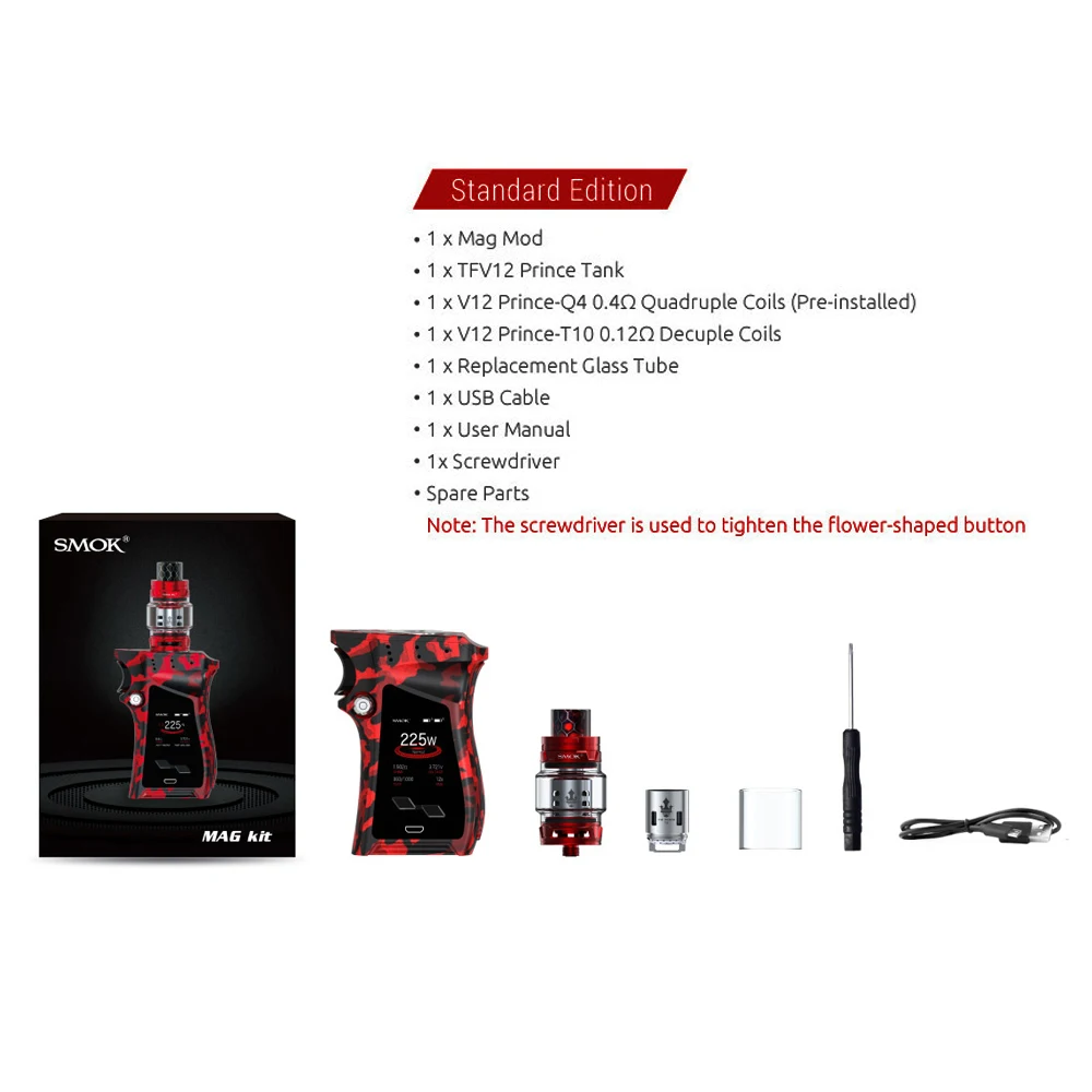 SMOK Mag Box Mod 225 Вт правый вейп электронная сигарета для атомайзера TFV12 PRINCE Tank V12 Prince испаритель катушка