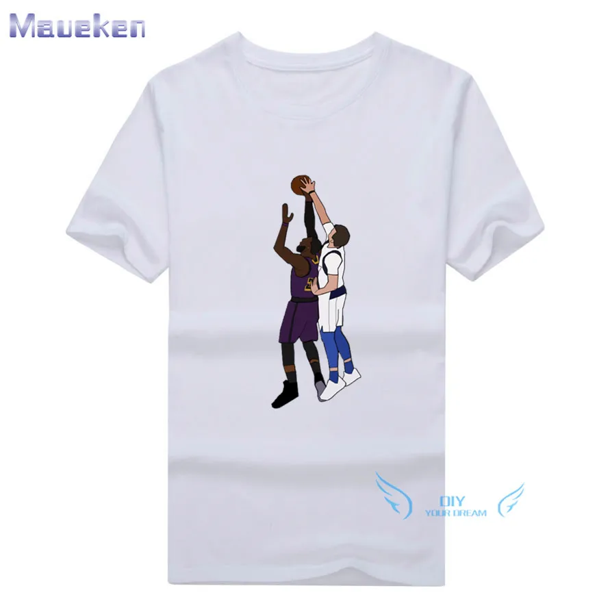 2019 Summer Luka Doncic Blocks Lebron James 100% cotton funny t shirt for  fans gift t-shirts