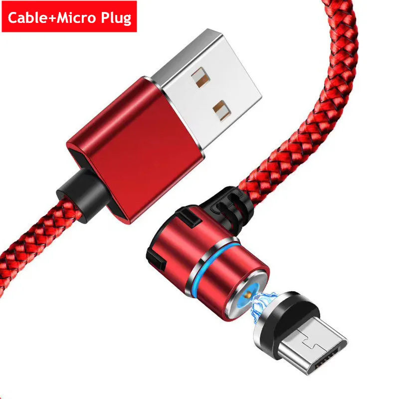 NiSi 90 градусов 1 м 3.28f Магнитный кабель для быстрой зарядки вращающийся на 360 градусов USB Магнитный зарядный кабель для телефона для смартфона - Цвет: 1M Red Micro Cable